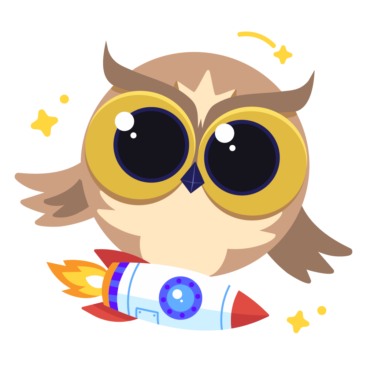 Owlie on a rocket