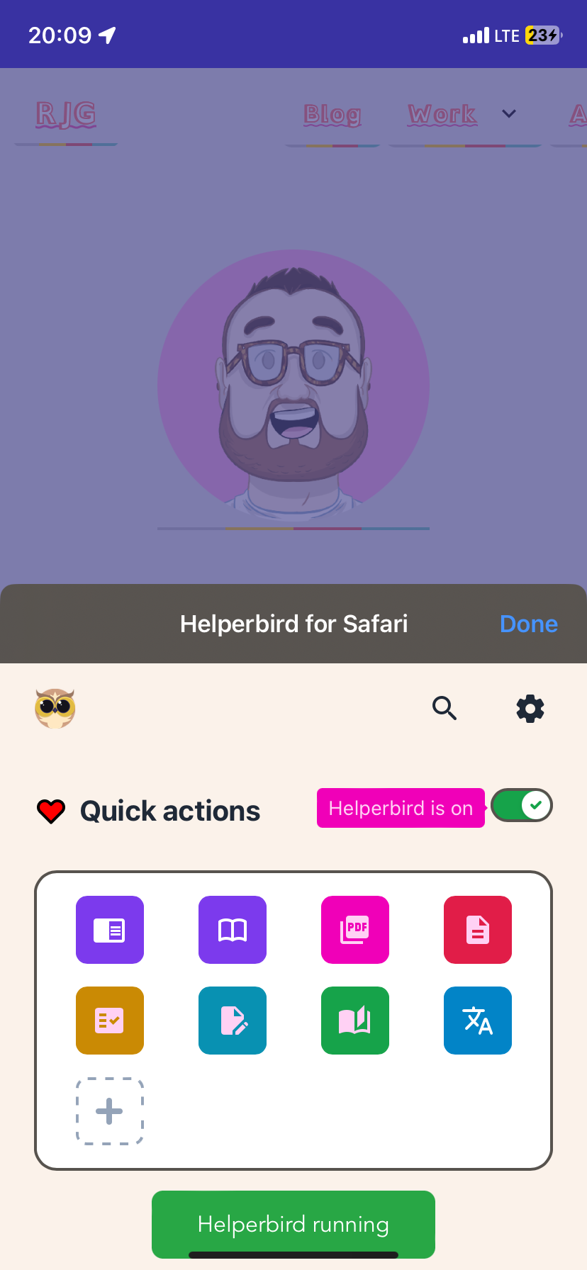 Helperbird running on an iOS device
